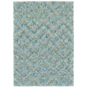 Verena Teal Blue/Light Aqua 4 ft. x 6 ft. Abstract Wool Area Rug