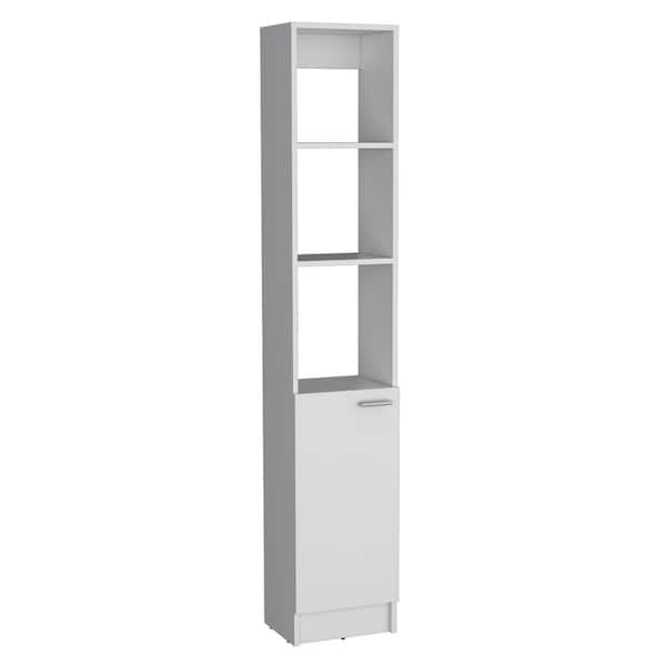13 in. W x 10.43 in. D x 70.87 in. H Freestanding White Linen Cabinet with 6-Shelves