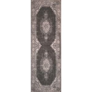 Cayetana Gray 2 ft. x 8 ft. Vintage Persian Machine Washable Runner Rug