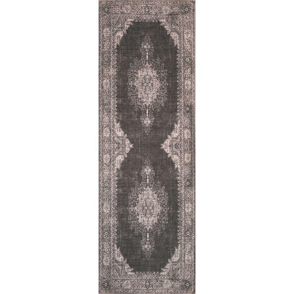 Cayetana Gray 2 ft. x 8 ft. Vintage Persian Machine Washable Runner Rug