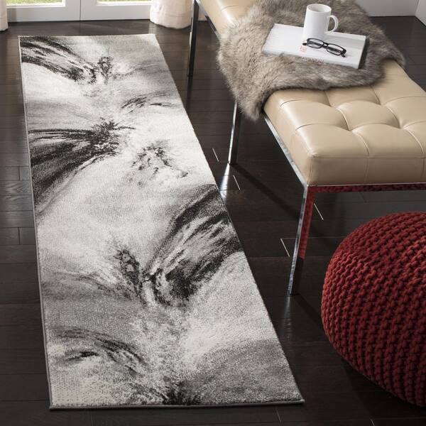 Glacier 2 ft. x 14 ft. Gray/Multi Abstract Runner Rug
