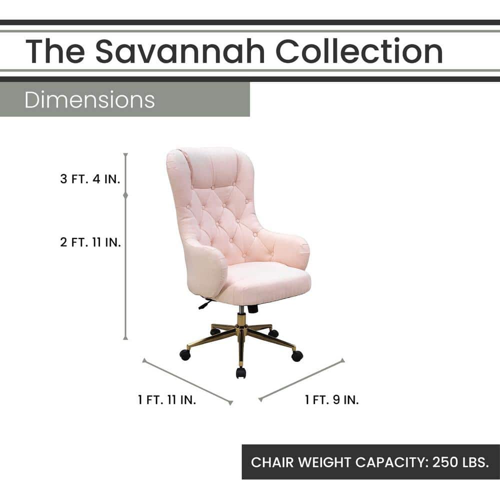 Savannah Pink Leather High Back Ergonomic Executive Chair