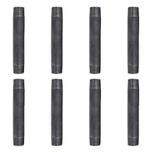 3/4 in. x 6 in. Black Industrial Steel Grey Plumbing Nipple (8-Pack)