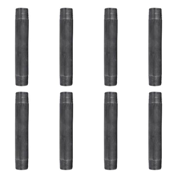 PIPE DECOR 3/4 in. x 6 in. Black Industrial Steel Grey Plumbing Nipple (8-Pack)