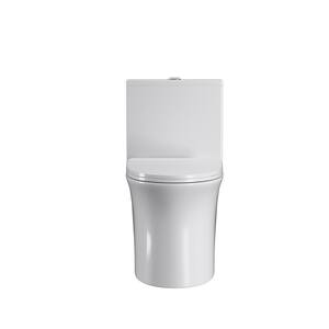 1-Piece 1.28 GPF Dual Flush Elongated Ceramic Toilet in White with Close Seat