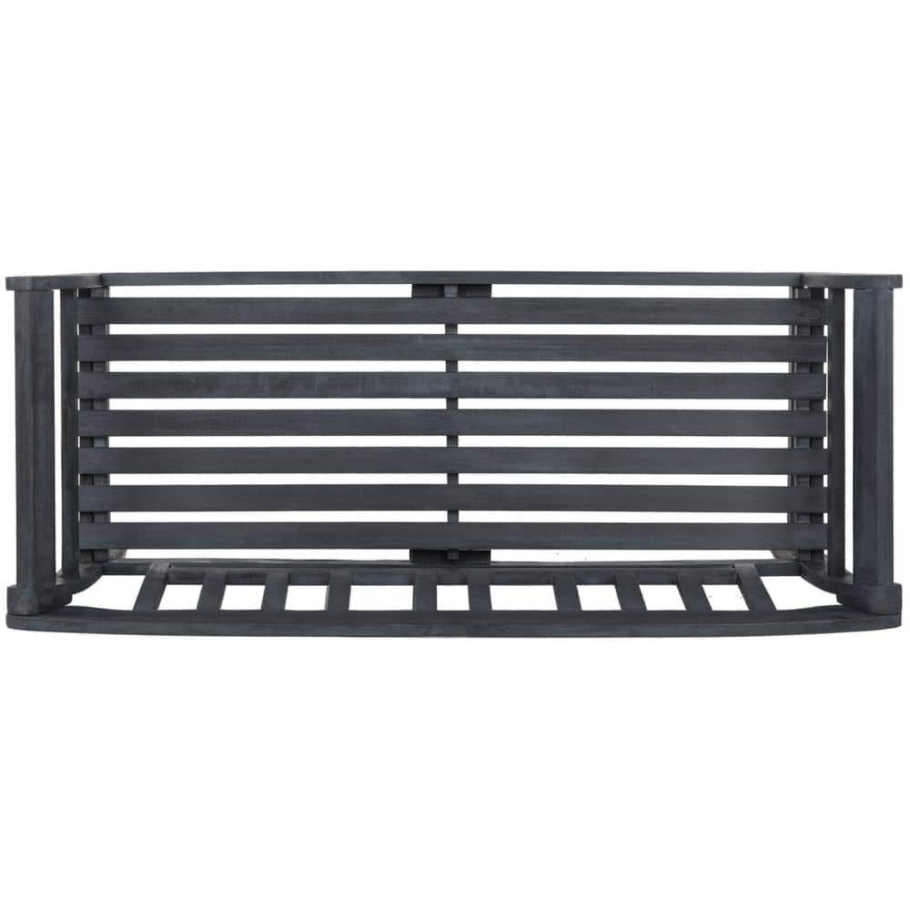 Transitional Ash Grey Acacia Wood 2-Seat Outdoor Bench