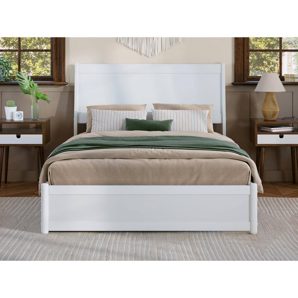 Casanova White Full Wood Platform Bed with Storage Drawers