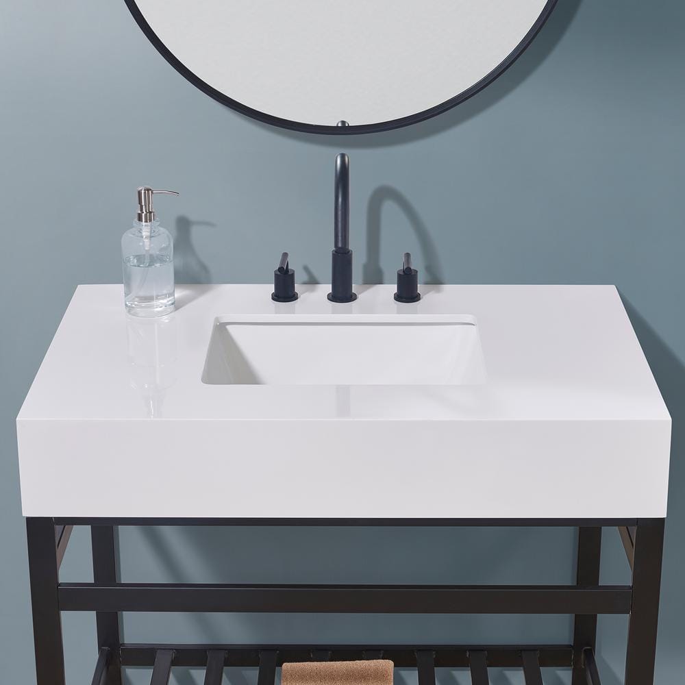 36" White Ceramic Vanity Top with Integrated Sink