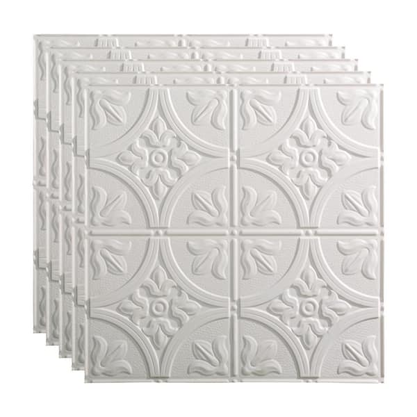 Fasade Traditional #2 2 ft. x 2 ft. Matte White Lay-In Vinyl Ceiling Tile (20 sq. ft.)