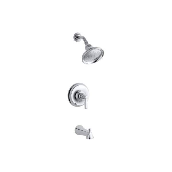 KOHLER Bancroft 1-Handle 1-Spray 2.5 GPM Tub and Shower Faucet with Metal Lever in Polished Chrome (Valve Not Included)