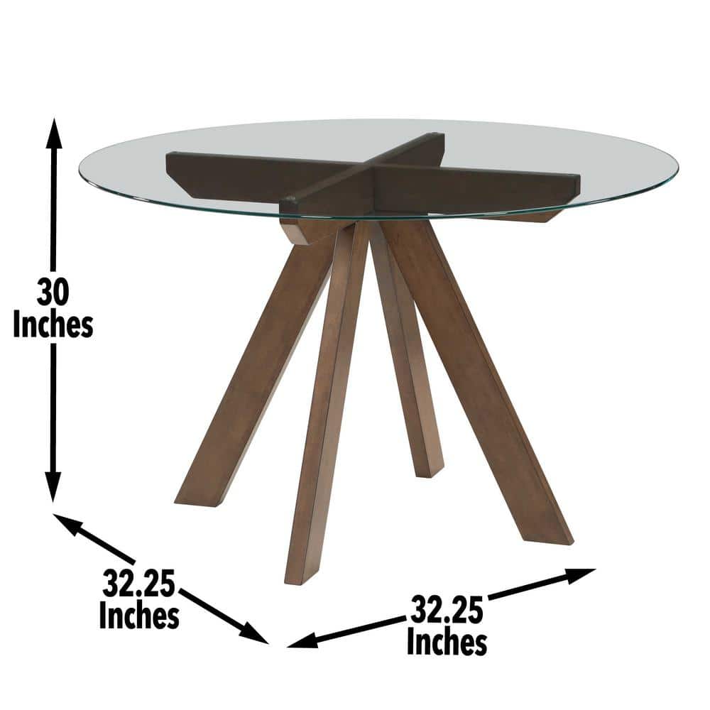 Mocha Brown Round Glass Top Dining Table for Four