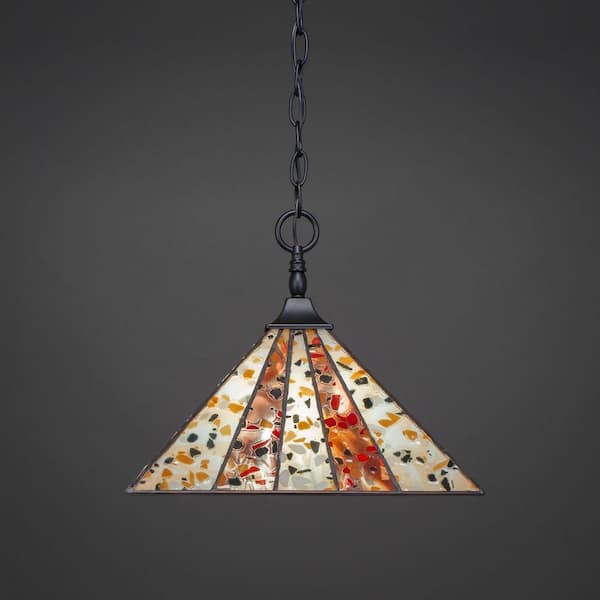Unbranded Kingston 100-Watt 1-Light Matte Black Bowl Mini Pendant Light with Glass Shade