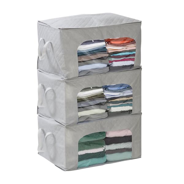 Honey-Can-Do Set of 3 Clothes Storage Bags with Handles and Clear-View Windows