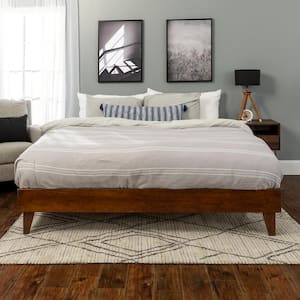 Solid Wood Walnut King Platform Bed