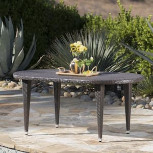 Mariam Multi-Brown Oval Faux Rattan Outdoor Patio Dining Table