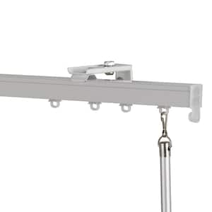 Euroscope 96 in. Non-Adjustable Single Traverse Window Curtain Rod Set in White