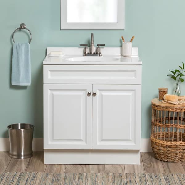 Glacier Bay 31 in. Single Sink White Bath Vanity with White Cultured Marble Top (Assembled)