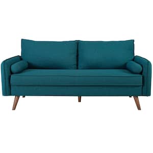 Revive 72 in. Teal Polyester 3-Seater Tuxedo Sofa with Round Arms