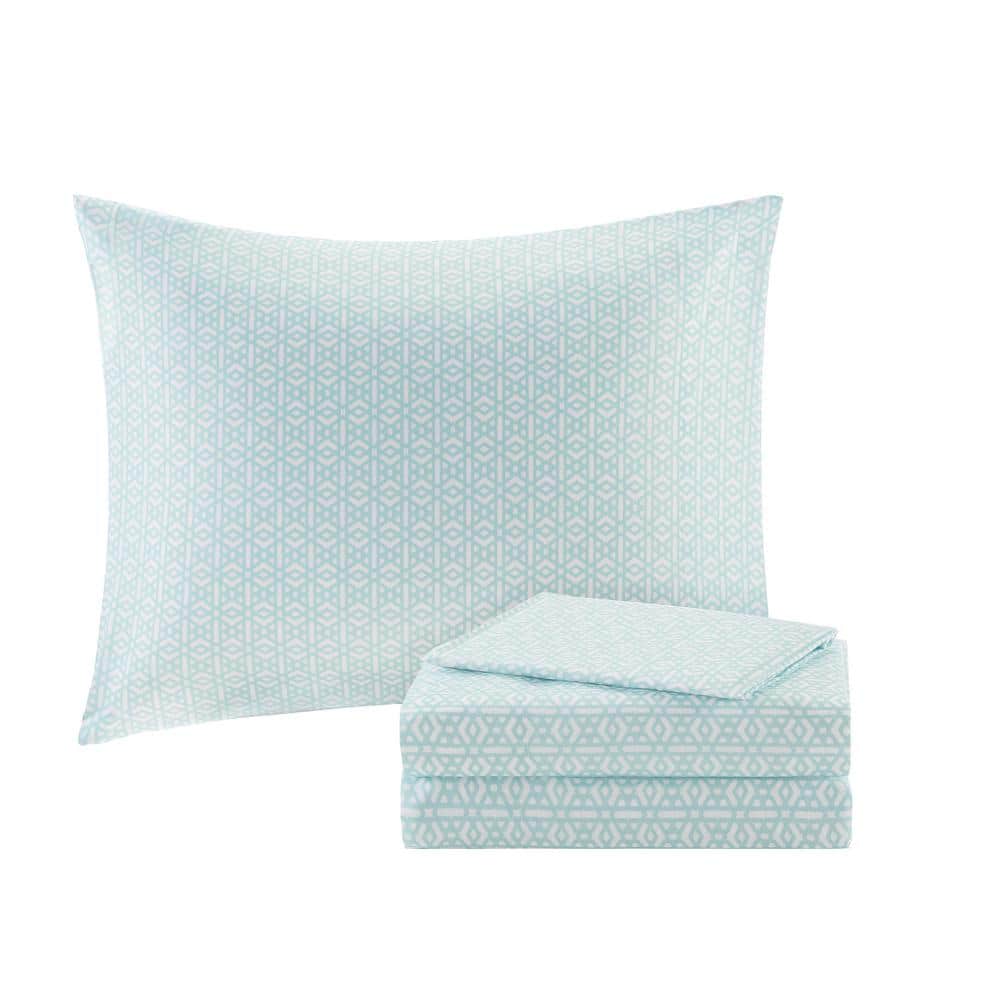 Coral and Aqua Bohemian Queen Microfiber Bed in a Bag Set