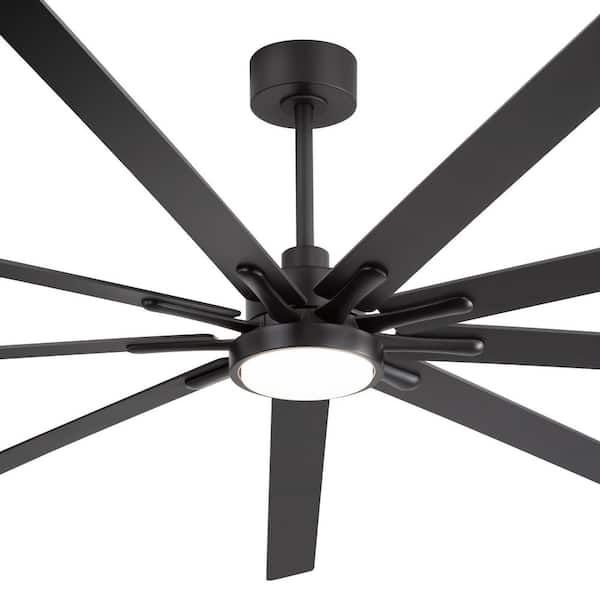 Parvez 84 in. Windmill Black Ceiling Fan with LED Light, Downrod, Black/Brown Blade and Remote Included
