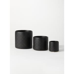 5.75", 5", and 3" Black Ceramic Pot -Set of 3