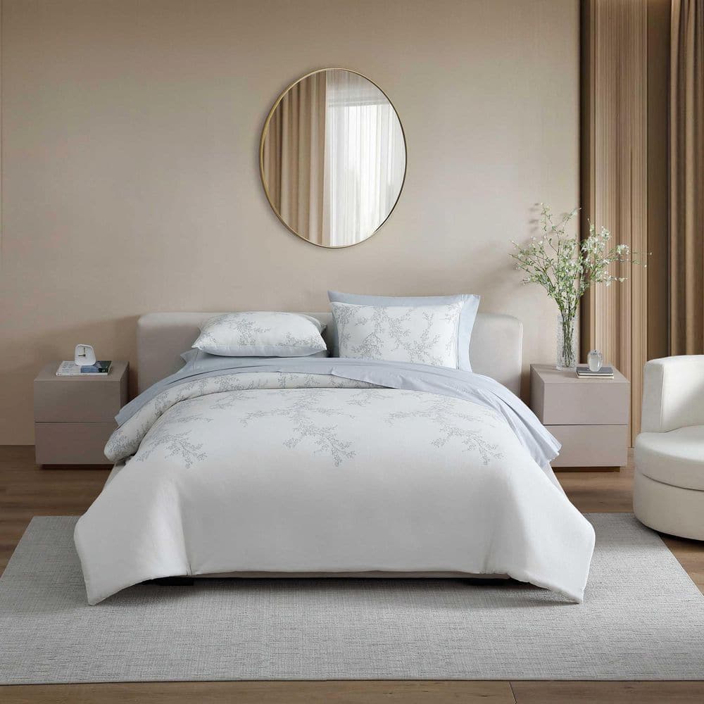 Trailing Vines 3-Piece Natural/Grey Cotton Micro Waffle King Duvet Cover Set price history on PriceWatchPro