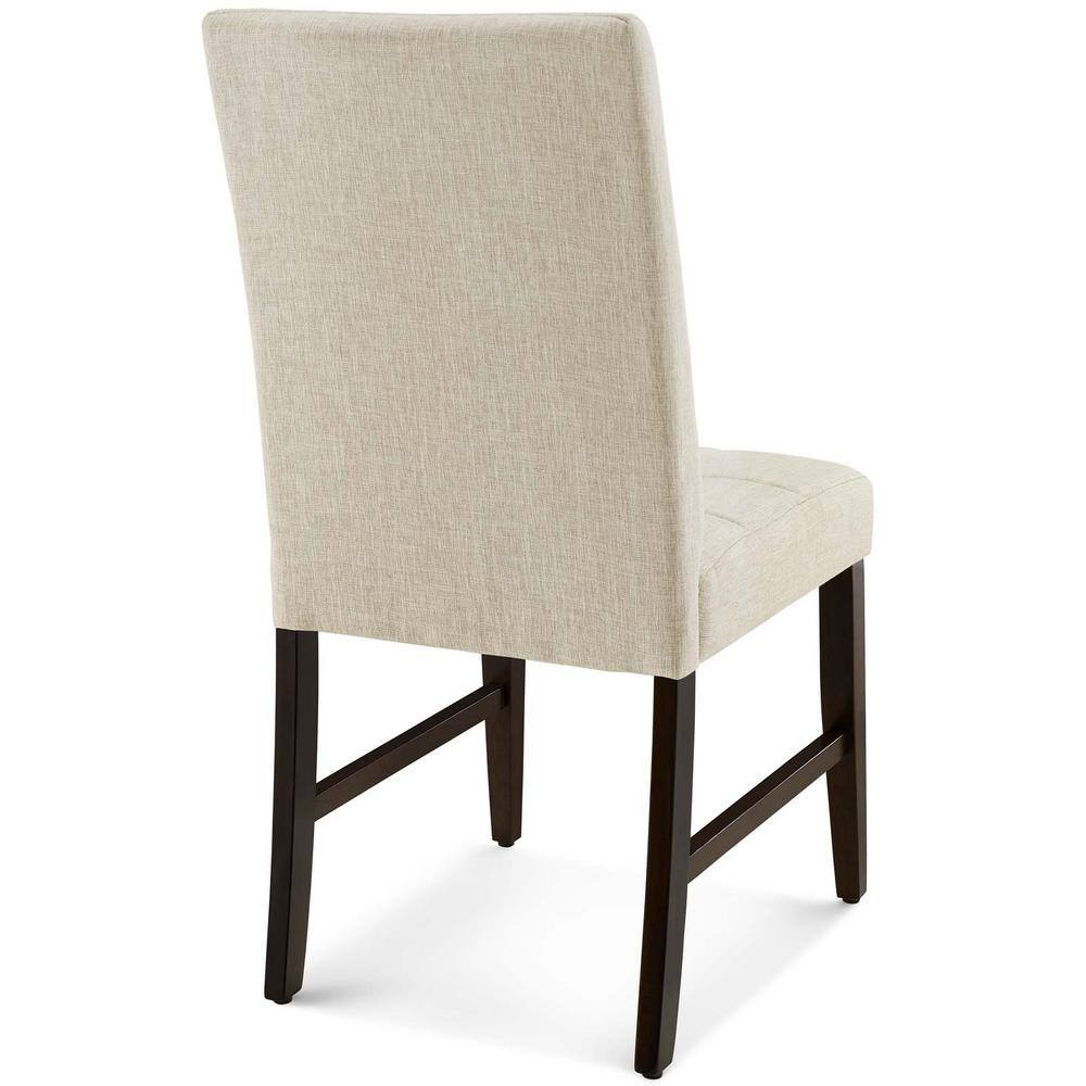 Beige Biscuit Tufted Upholstered Parsons Side Chair with Wood Legs