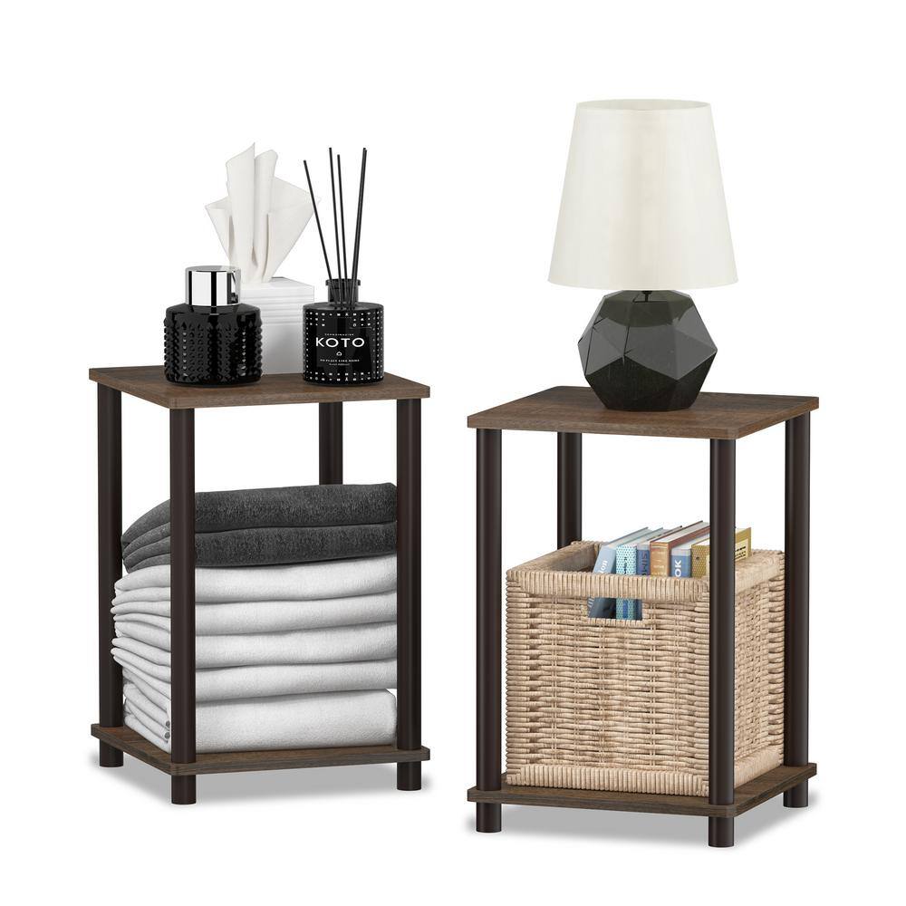 Compact Walnut Brown Engineered Wood End Table Set