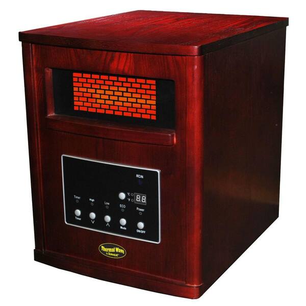 SUNHEAT 1500-Watt 4 Element Medium Room Infrared Heater with Remote - Cherry Cabinet