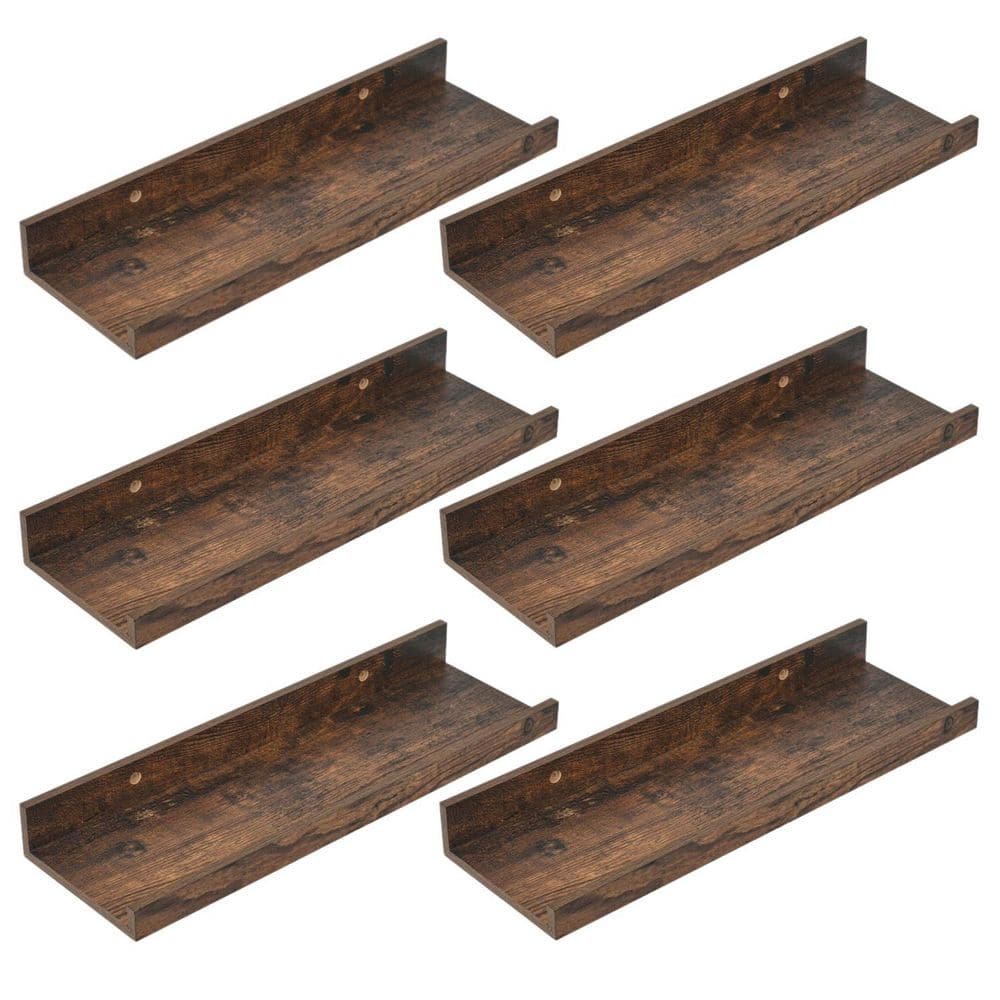 6-Pack 15.7 in. W x 1.7 in. H x 5.1 in. D Wall Mounted Wood Rectangular Floating Shelves in Brown for Bathroom Kitchen price history on PriceWatchPro