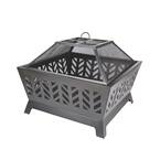 26 in. Outdoor Black Iron Fire Pit with Cover and Poker, Barbecue Rack