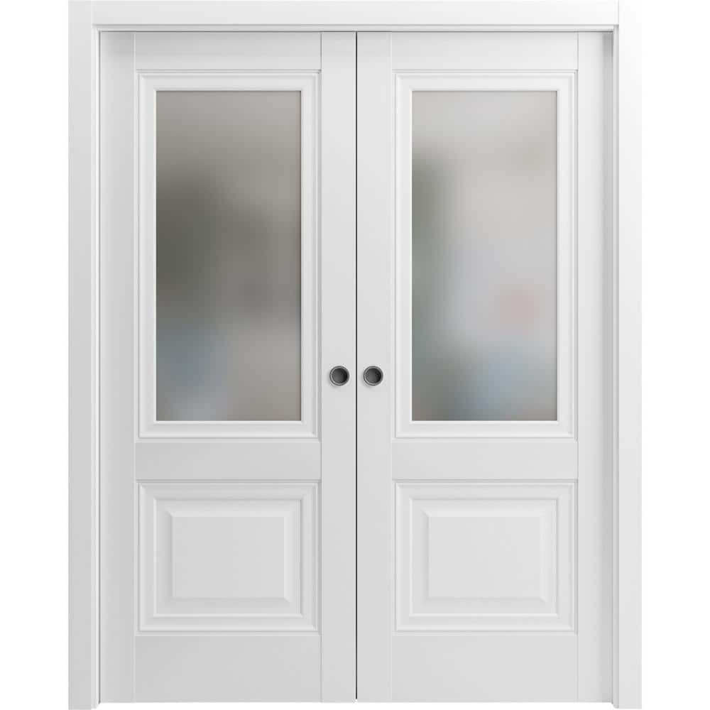 72 in. x 96 in. 2 Panel White Finished Solid Wood Sliding Door with Hardware price history on PriceWatchPro