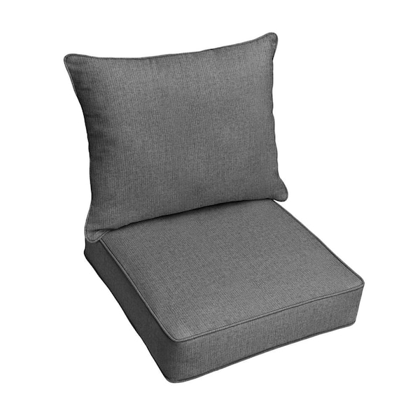 SORRA HOME 22.5 x 22.5 x 5 (2-Piece) Deep Seating Outdoor Dining Chair Cushion in Sunbrella Revive Charcoal