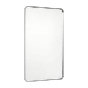 24 in. W x 36 in. H L Matte Silver Wall Mounted Mirror