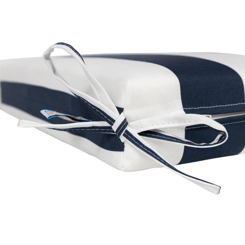Navy and White Stripe All-Weather Outdoor Seat Cushion Pair