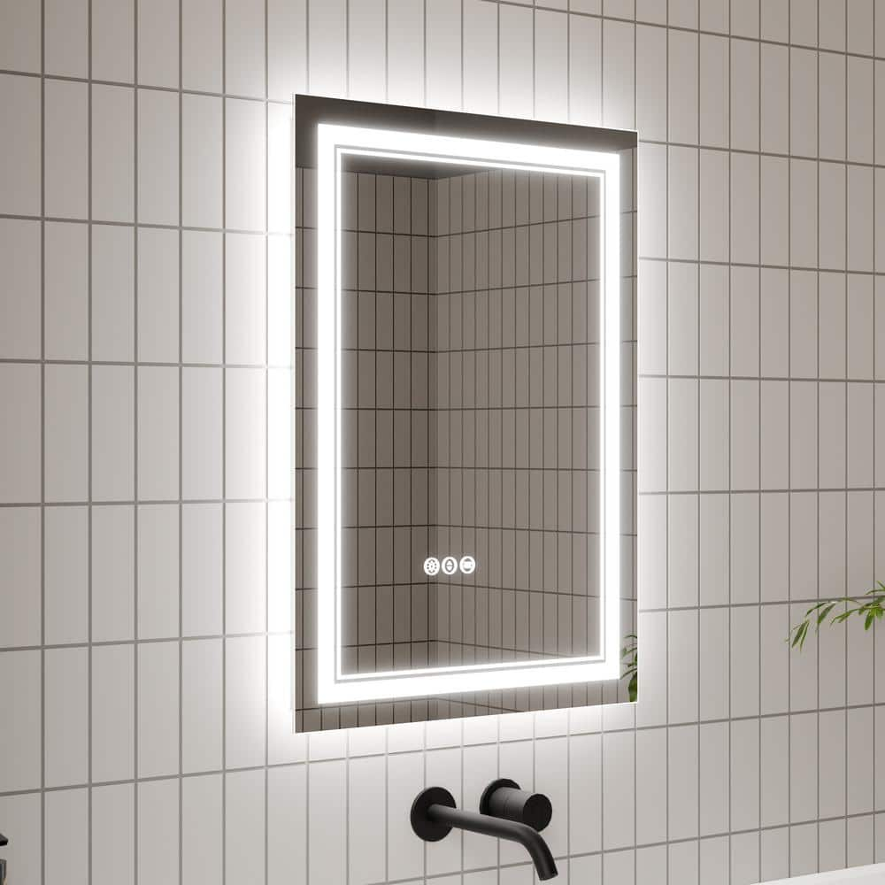 WELLFOR 20 in. W x 28 in. H Rectangular Frameless Anti-Fog Front, Back ...