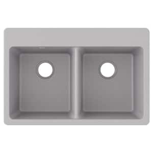 Quartz Classic  33in. Drop-in 2 Bowl  Greystone Granite/Quartz Composite Sink Only and No Accessories
