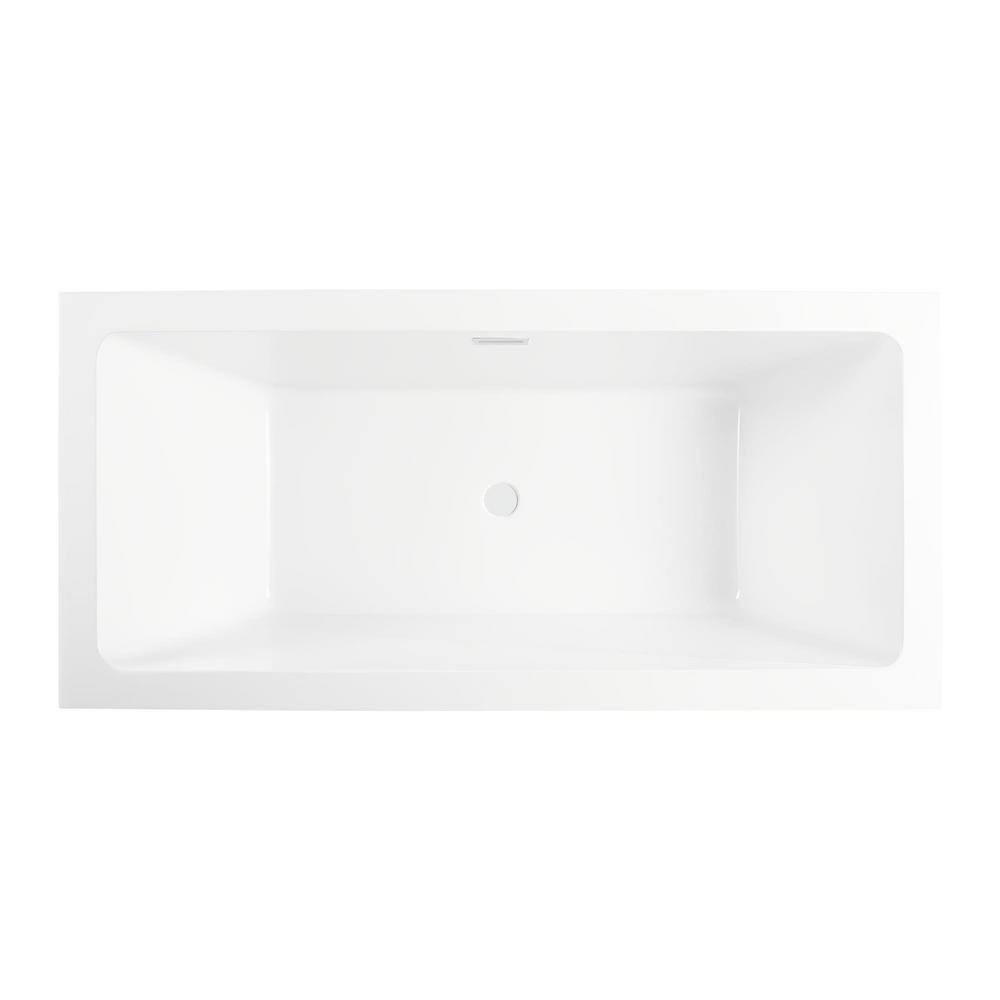 Orion 59'' Pure White Freestanding Acrylic Soaking Bathtub