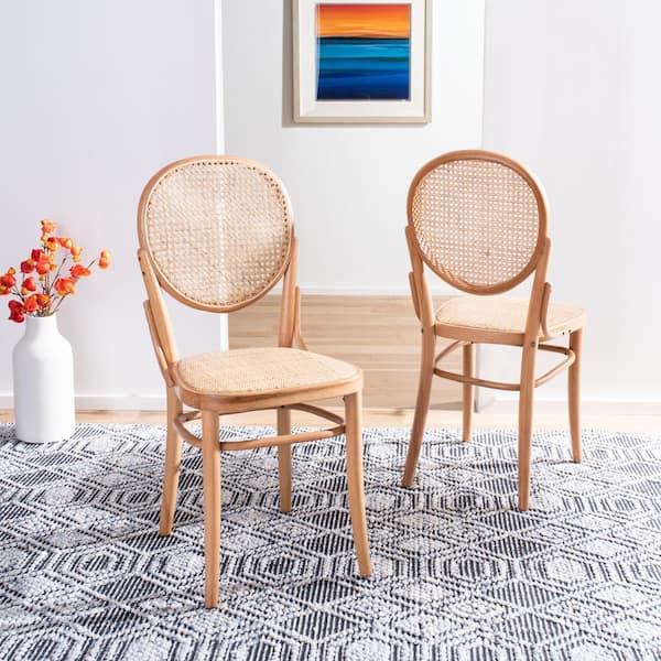Sonia Light Brown Cane Wicker Dining Chair (Set of 2)