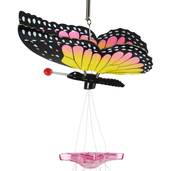 Exhart WindyWing Pink and Yellow Butterfly Plastic Wind Chimes