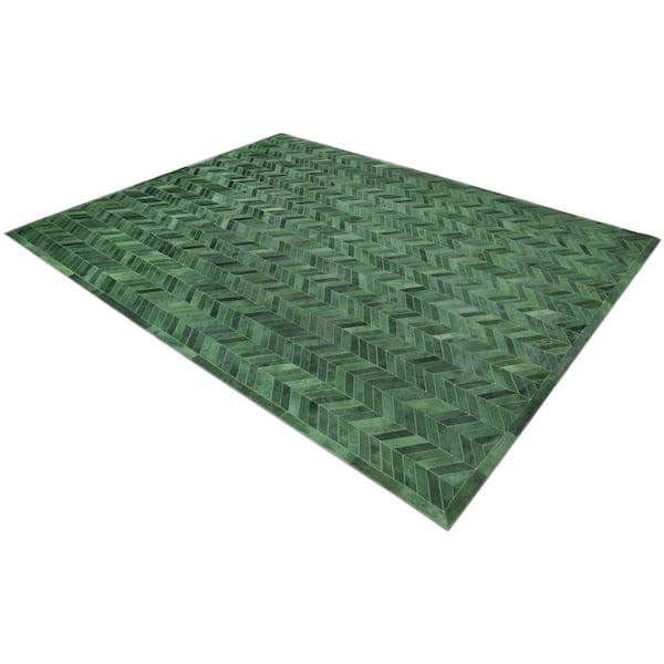 Meir Green 5 ft. x 8 ft. Chevron Indoor Area Rug