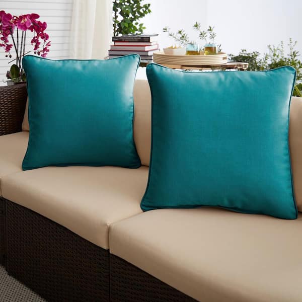 SORRA HOME Sunbrella Spectrum Peacock Outdoor Corded Throw Pillows
