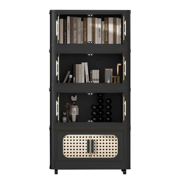 Seafuloy Black 39.57 in. H 4-Tiers Folding Collapsible Storage