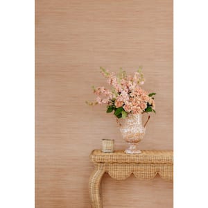 Apricot Classic Faux Grasscloth Pink Textured Peel and Stick Vinyl Wallpaper