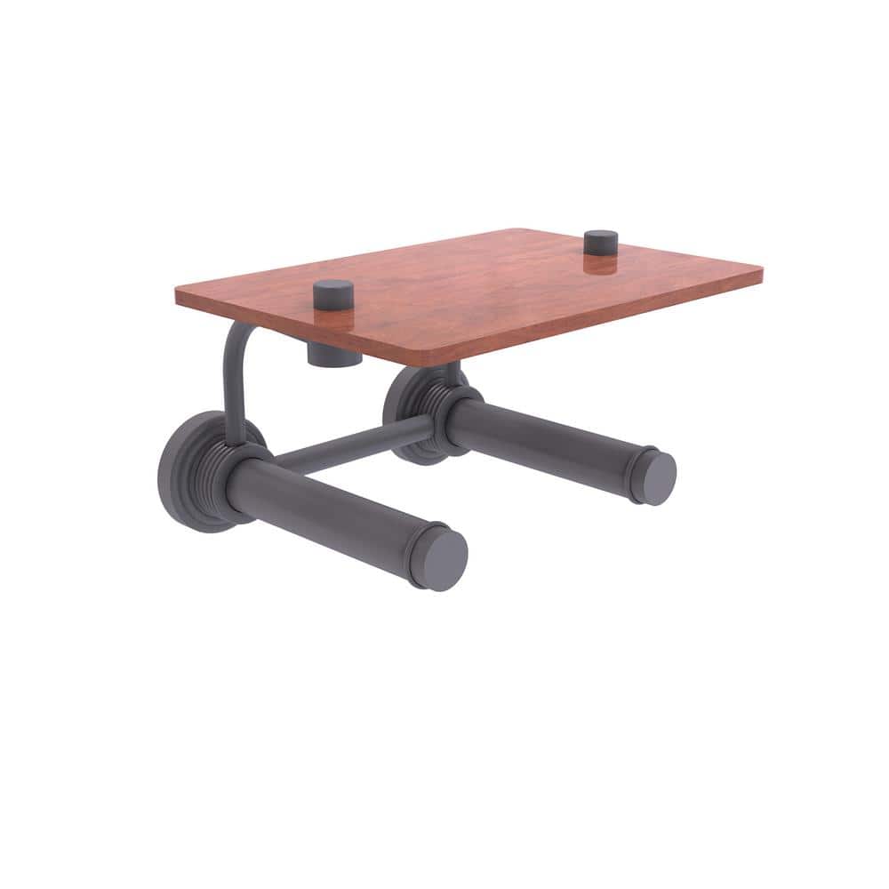 Waverly Place 2-Roll Toilet Paper Holder with Wood Shelf in Matte Gray price history on PriceWatchPro