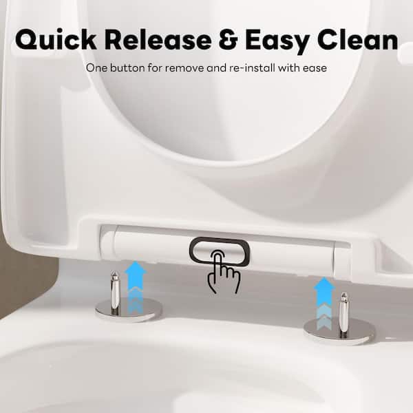 Compact One Piece Toilet For Small Bathroom, Round Modern Skirted Toilet Soft Close Seat Space Saving 12 Rough In High Efficiency Dual Flush Map 1000g Whi