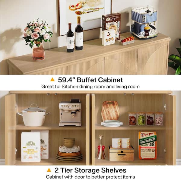 BYBLIGHT Ahlivia Light Brown Engineered Wood 59.4 in. Buffet BYBLIGHT Ahlivia Light Brown Engineered Wood 59.4 in. Buffet