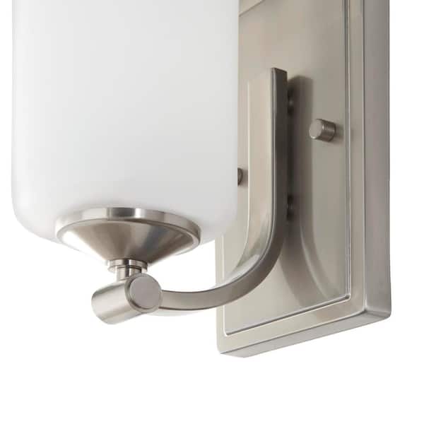 Hampton Bay 1-Light White Dimmable Wall Sconce with Alabaster Shade