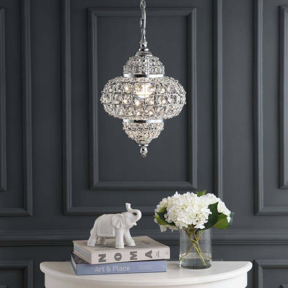 Juliette 19.5" Chrome and Crystal Modern LED Pendant Light