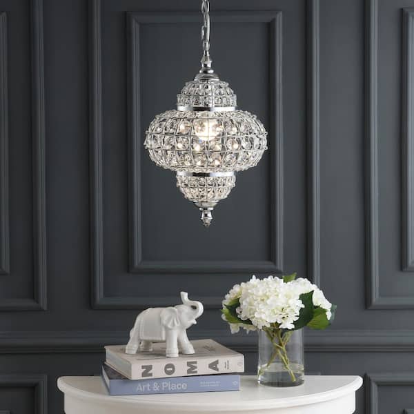 JONATHAN Y Juliette 12 in. 1-Light Chrome Crystal/Metal LED